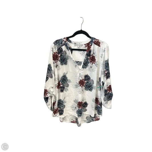 Blouse 3/4 Sleeve By Daniel Rainn In White, Size: Xxl