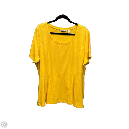 Top Short Sleeve Basic By Isaac Mizrahi Live Qvc In Yellow, Size: 1x