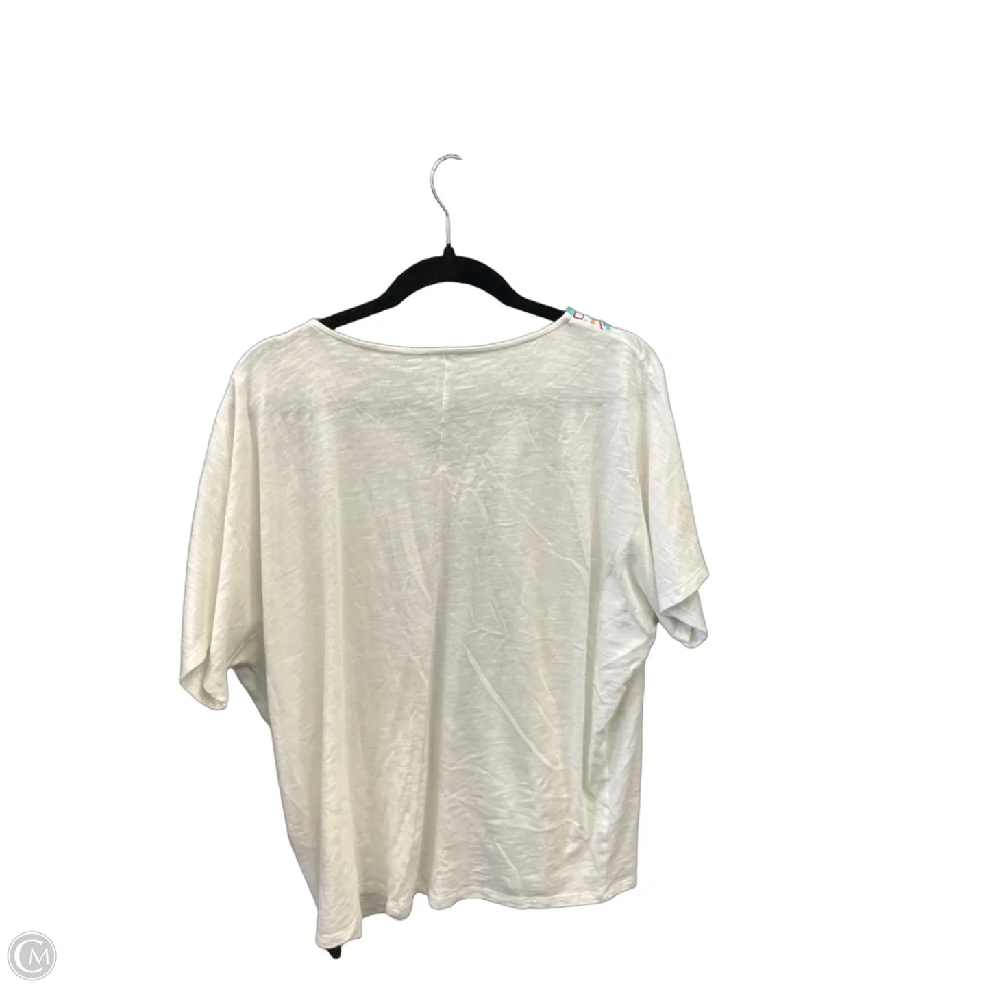 Top Short Sleeve By Chicos In White, Size: Xl