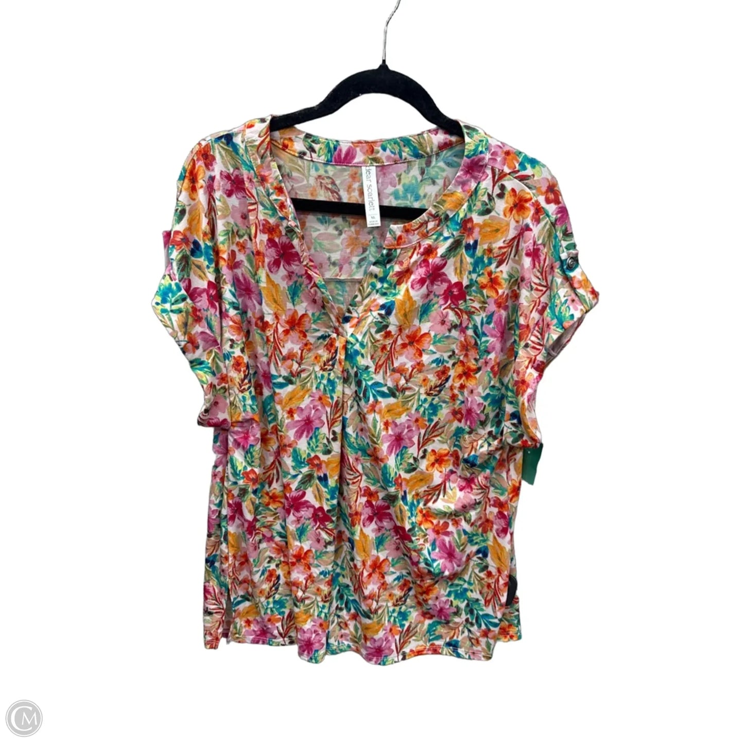 Top Short Sleeve By Dear Scarlett In Floral Print, Size: Xl