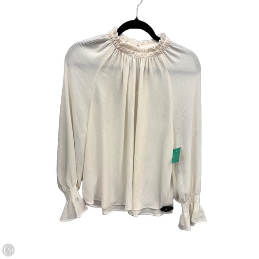 Blouse Long Sleeve By Loft In Cream, Size: Lp