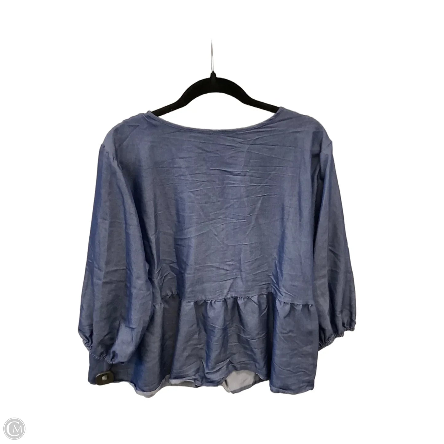 Top 3/4 Sleeve By Unique Spectrum In Blue, Size: 2x