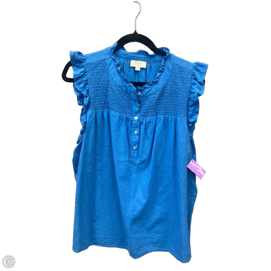 Top Sleeveless By Loft In Blue, Size: L