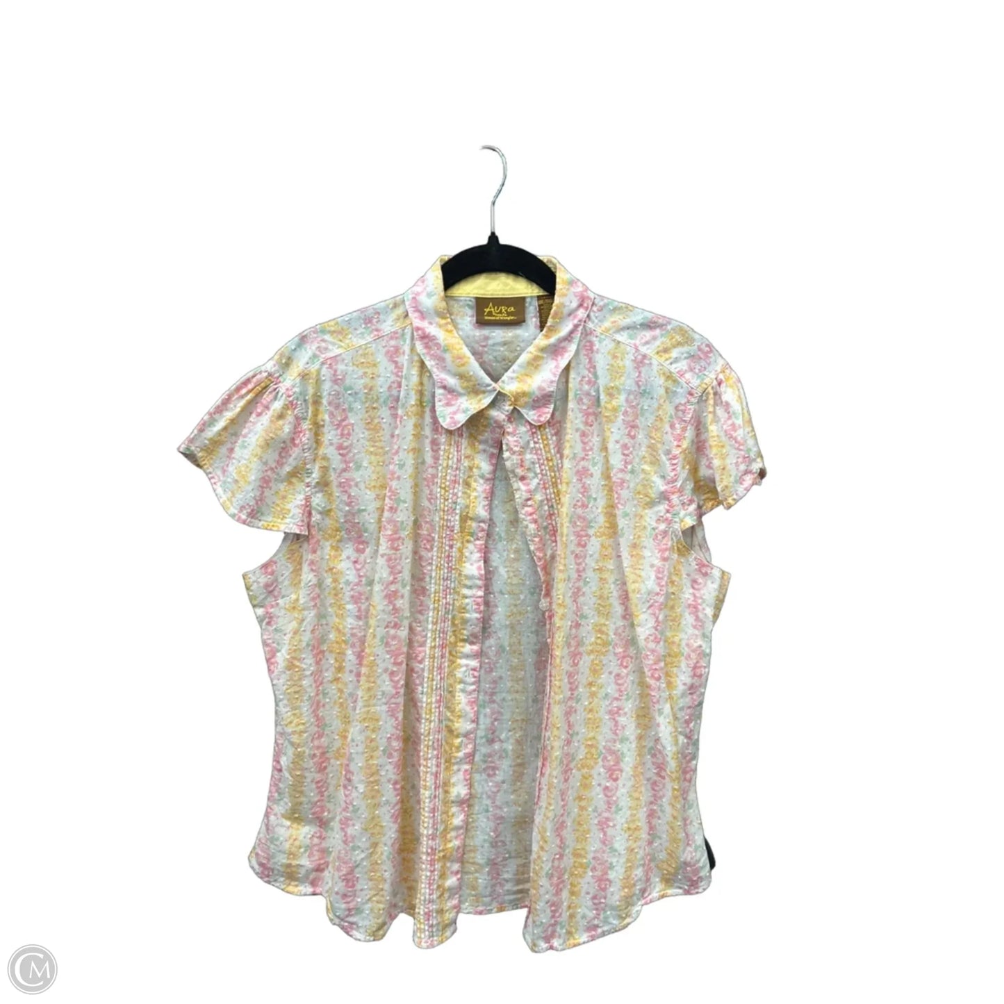 Top Short Sleeve By Aura In Floral Print, Size: Xxl