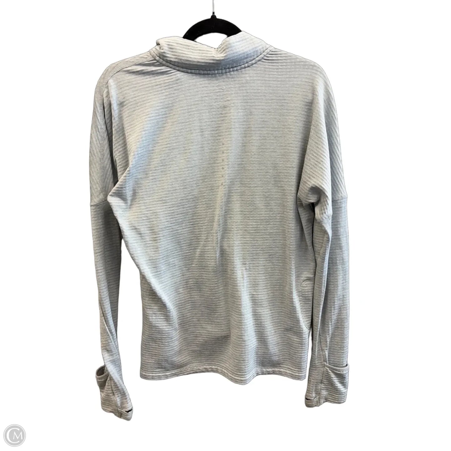 Athletic Top Long Sleeve Collar By Nike In Grey, Size: M