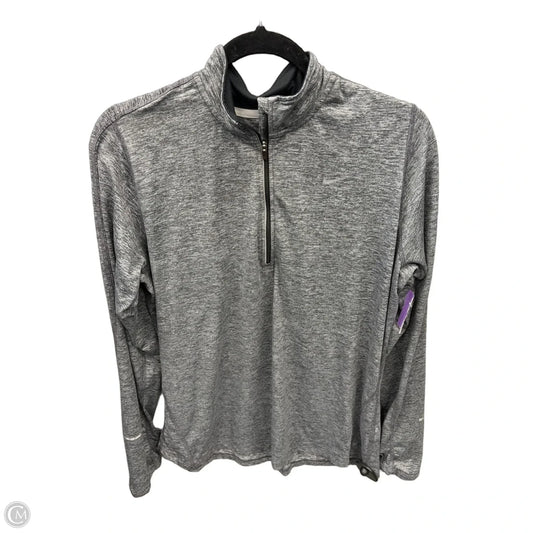 Athletic Top Long Sleeve Collar By Nike In Grey, Size: Xl