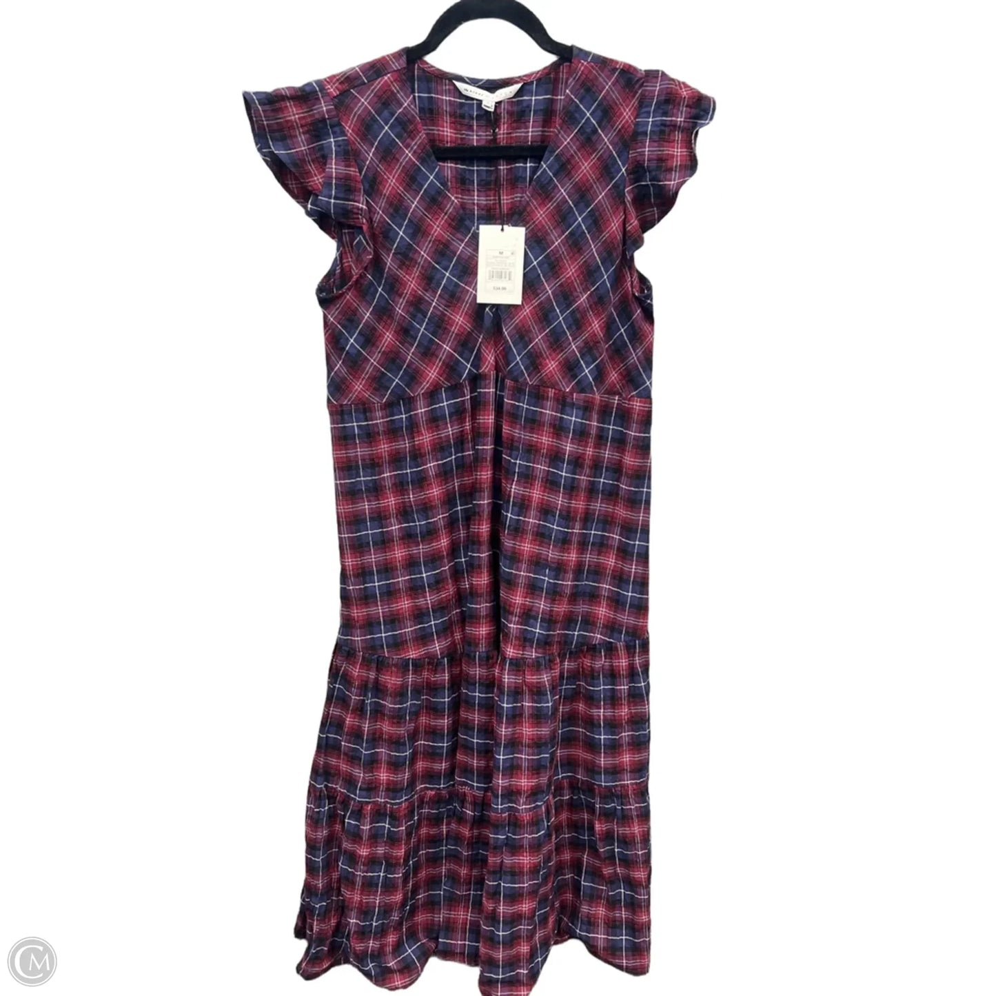 Dress Casual Midi By The Nines In Plaid Pattern, Size: M