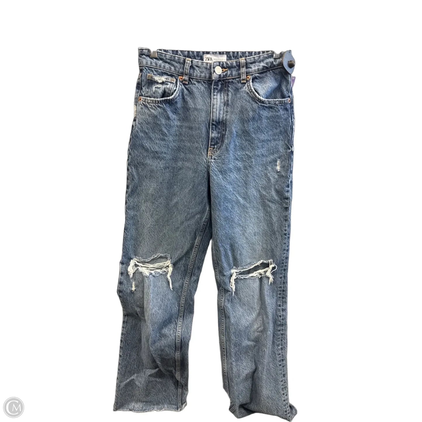 Jeans Wide Leg By Zara In Blue Denim, Size: 6