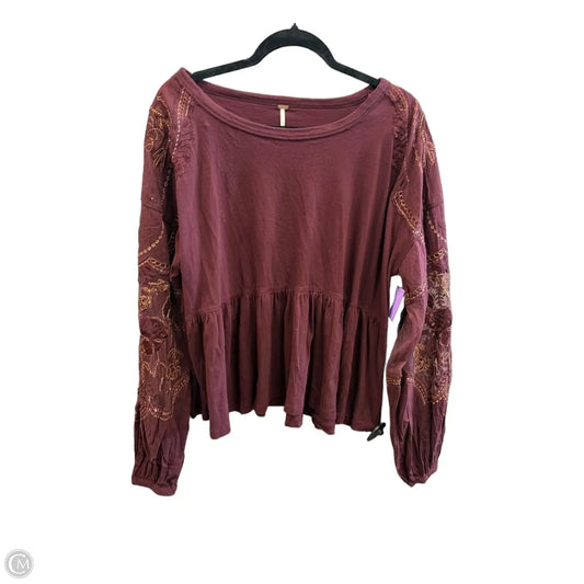 Top Long Sleeve By Free People In Maroon, Size: M
