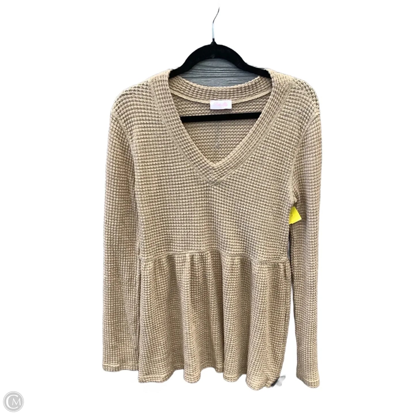 Top Long Sleeve By Pink Lily In Tan, Size: S