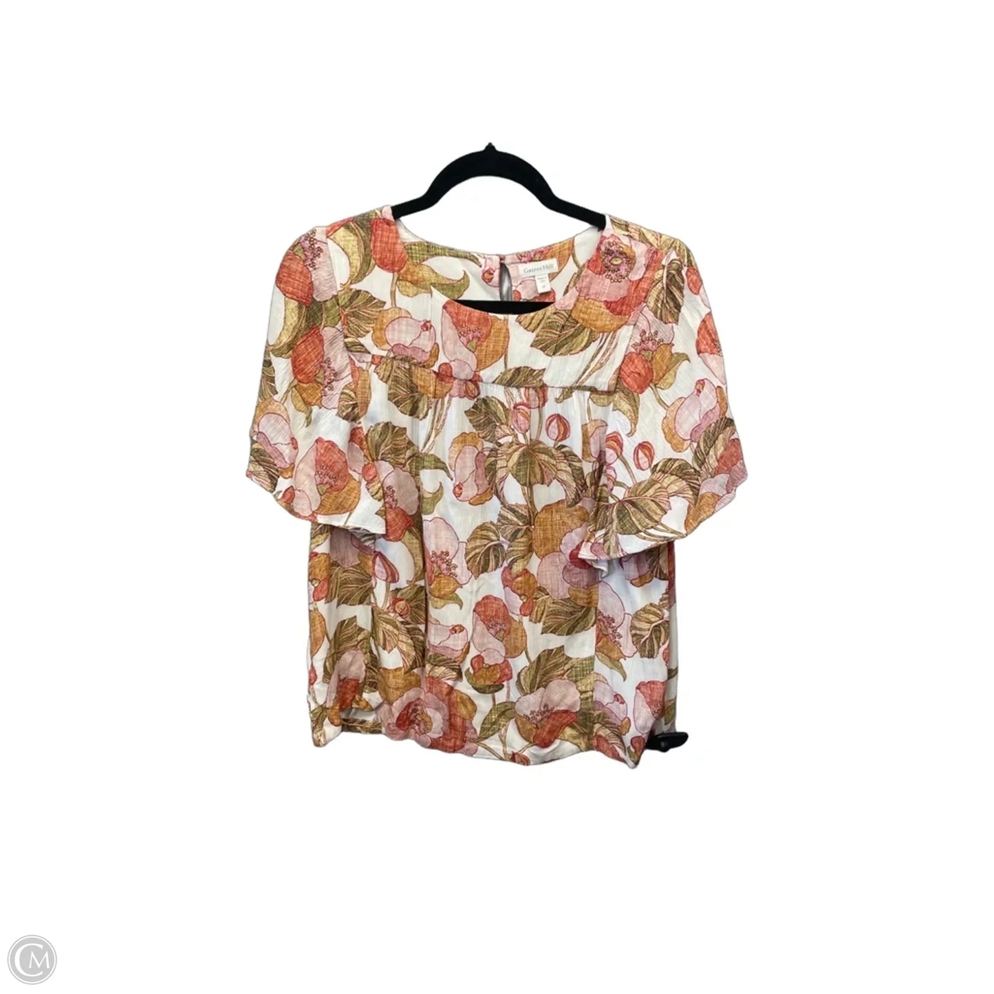Top Short Sleeve By Garnet Hill In Floral Print, Size: M