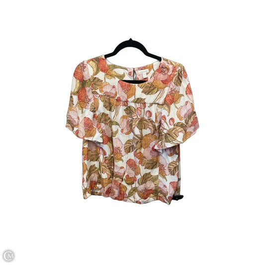 Top Short Sleeve By Garnet Hill In Floral Print, Size: M