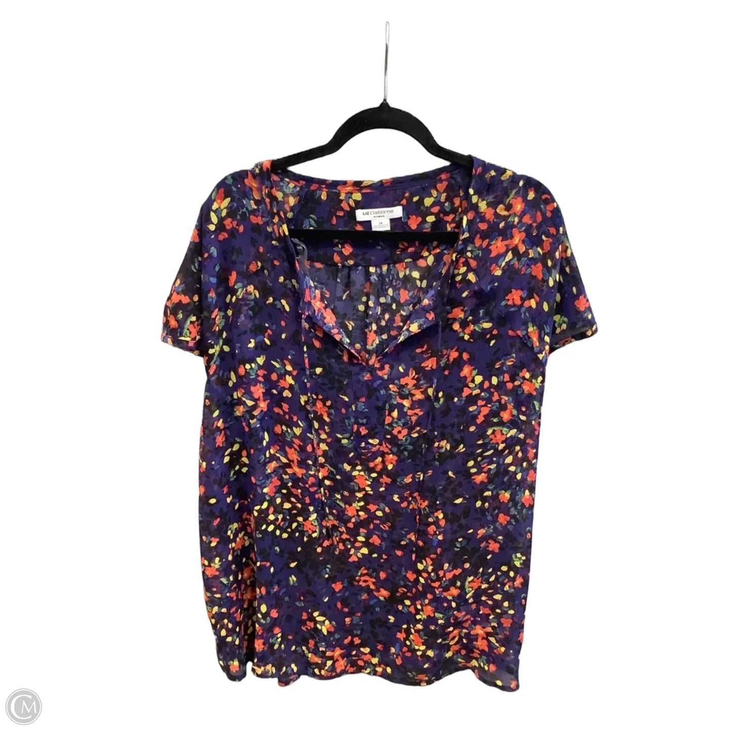 Top Short Sleeve By Liz Claiborne In Blue, Size: 2x