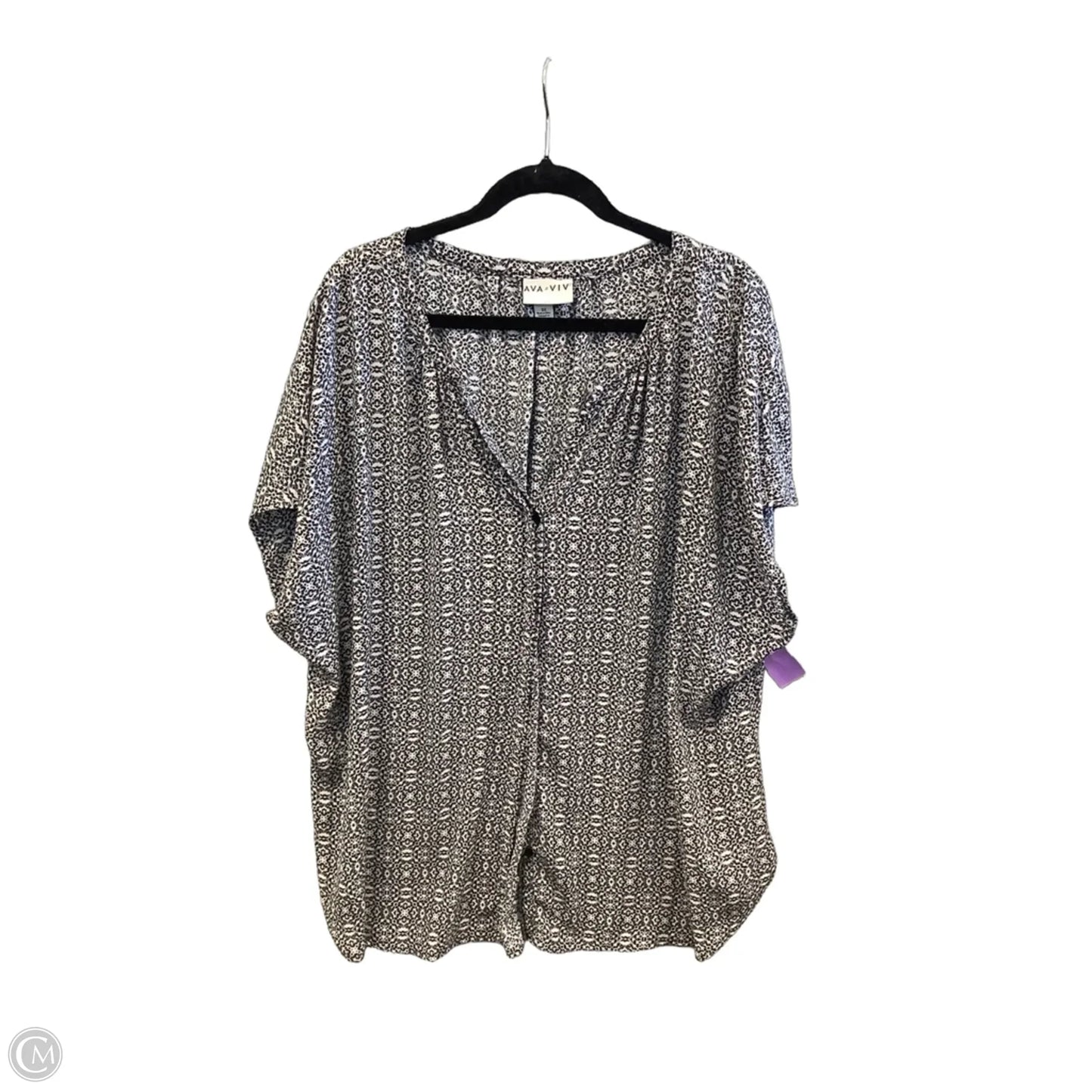 Top Short Sleeve By Ava & Viv In Black, Size: 3x