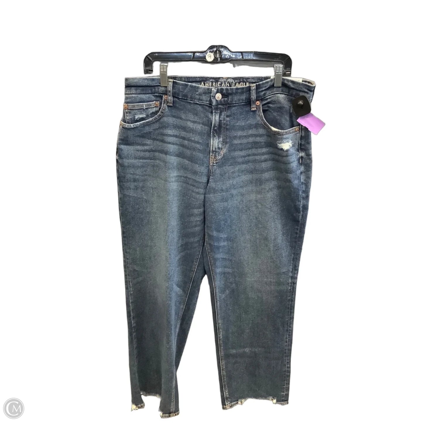Jeans Straight By American Eagle In Blue Denim, Size: 16