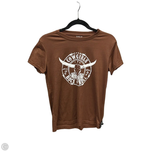 Top Short Sleeve By Shein In Brown, Size: S