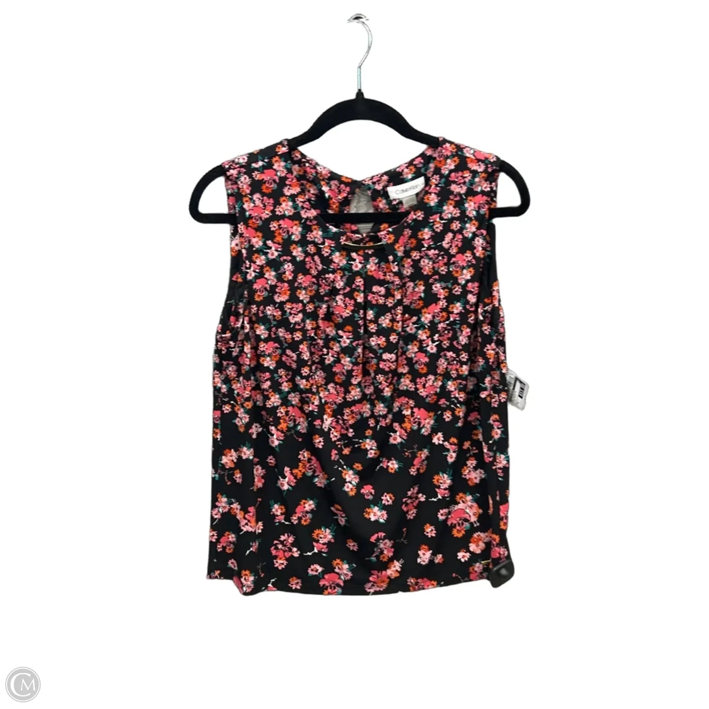 Top Sleeveless By Calvin Klein In Floral Print, Size: M
