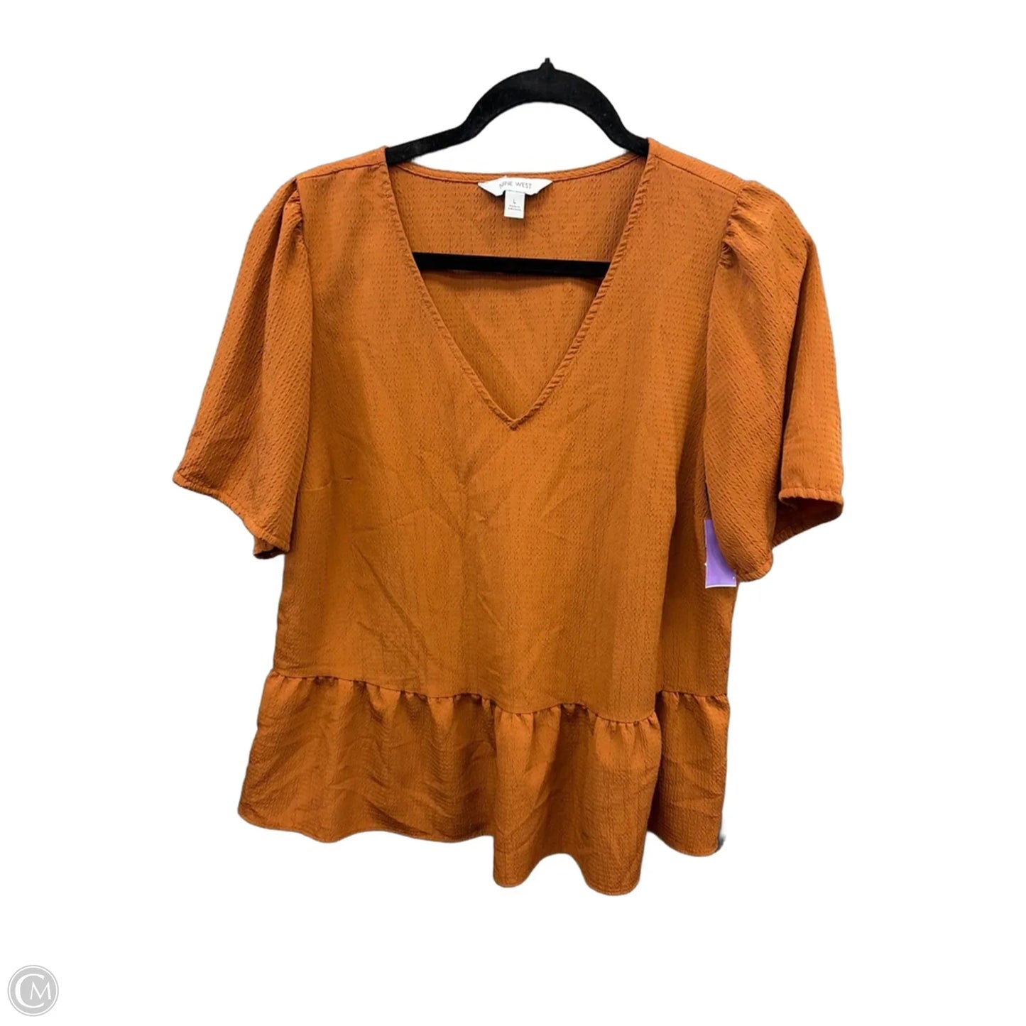 Top Short Sleeve By Nine West In Brown, Size: L
