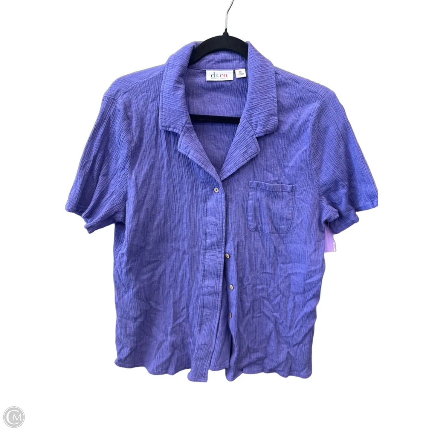 Top Short Sleeve By D&co. In Purple, Size: Xl