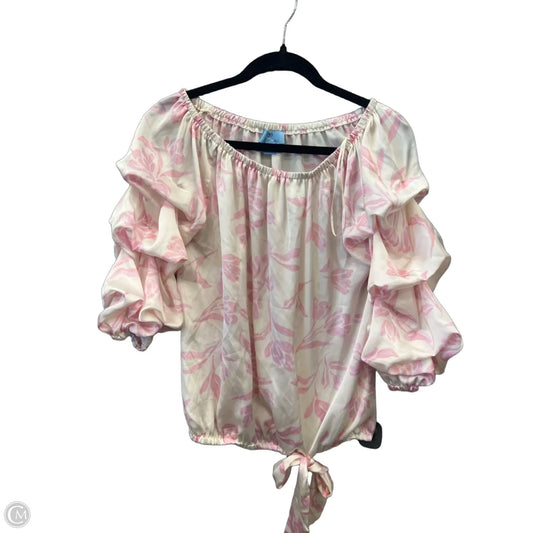 Top 3/4 Sleeve By Cece In Pink & White, Size: M