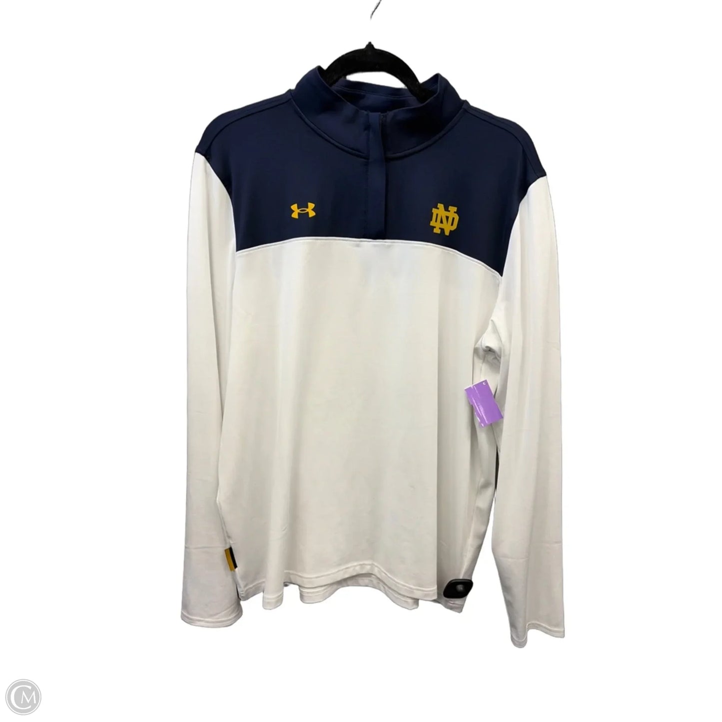 Athletic Top Long Sleeve Collar By Under Armour In Blue & White, Size: 2x