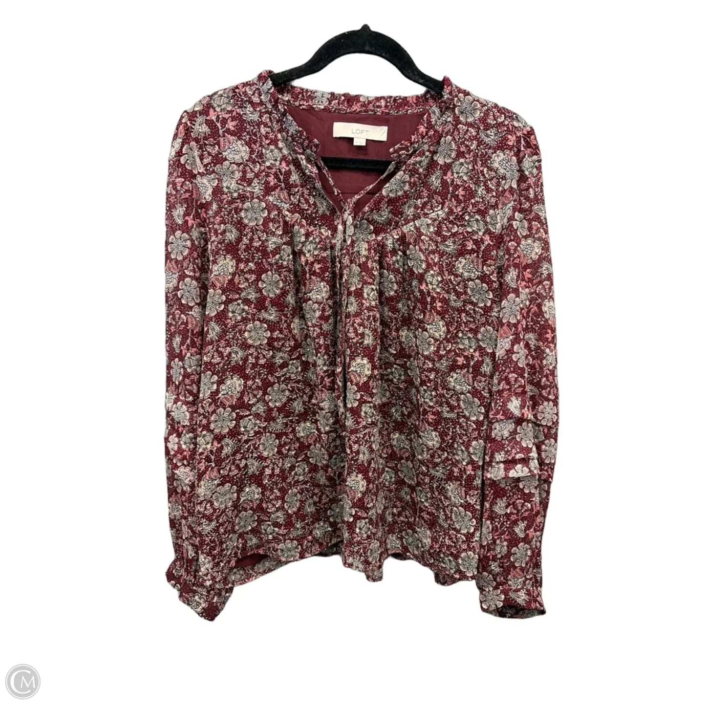 Blouse Long Sleeve By Loft In Red, Size: Xl