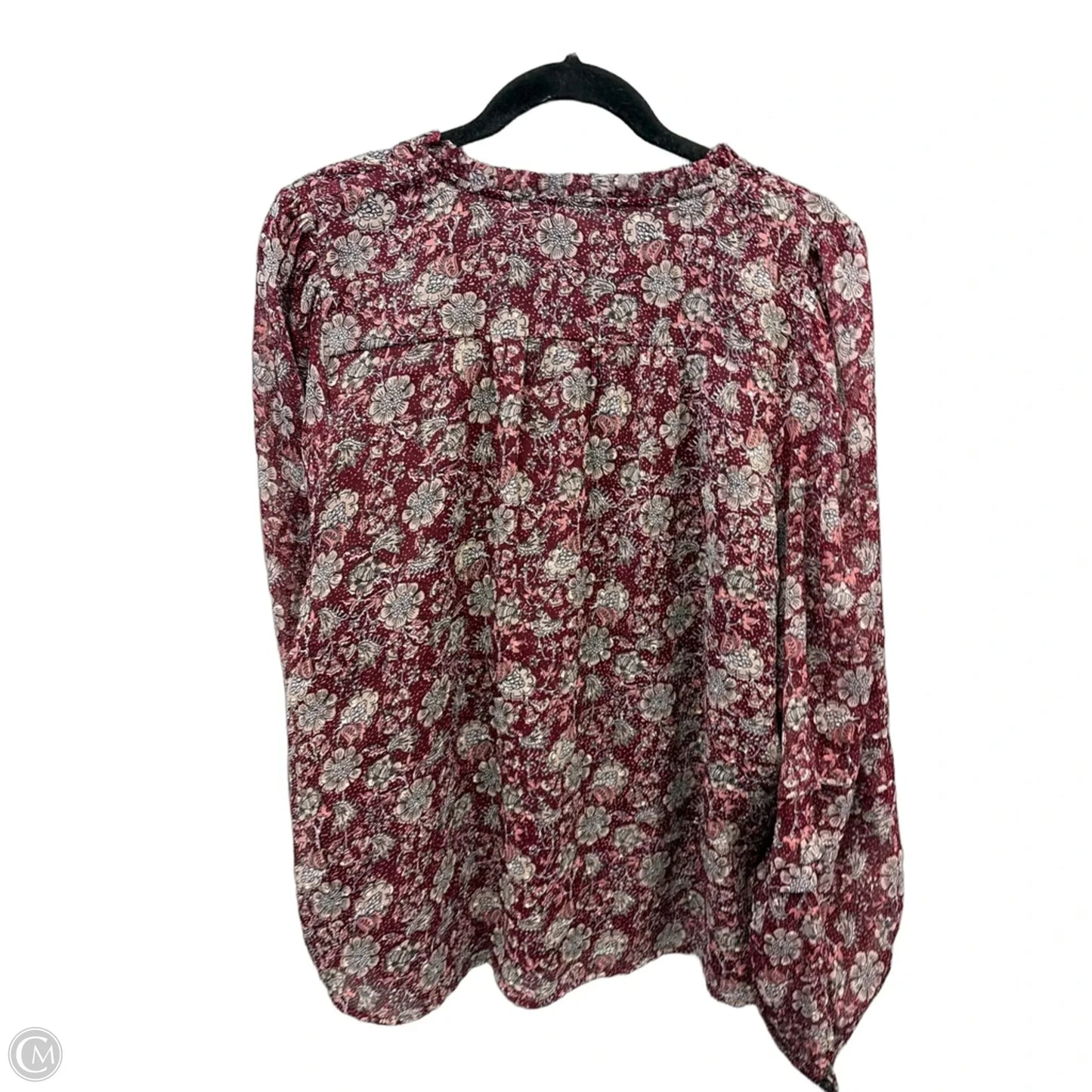 Blouse Long Sleeve By Loft In Red, Size: Xl