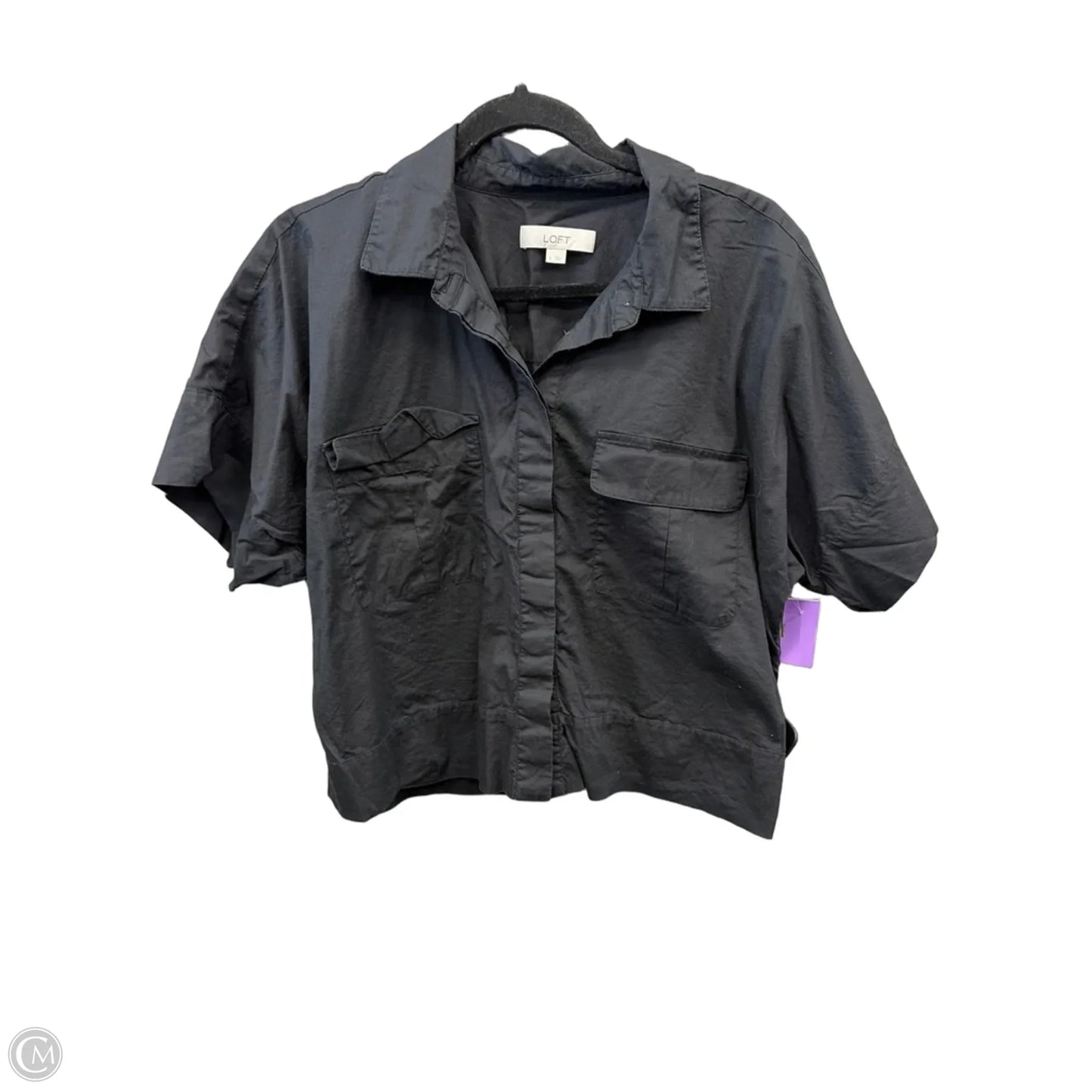Top Short Sleeve By Loft In Black, Size: L