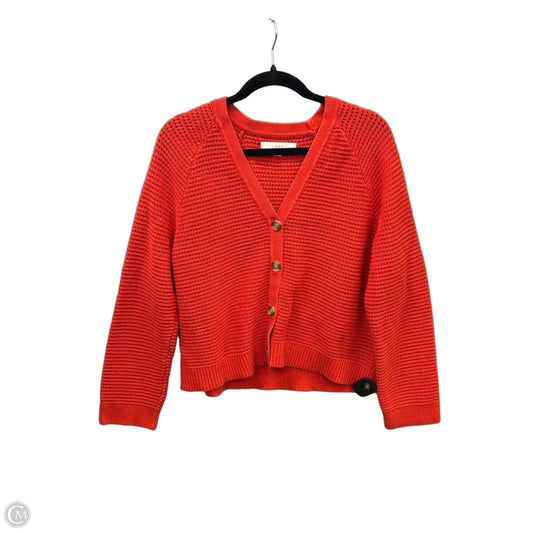 Sweater Cardigan By Loft In Orange, Size: L