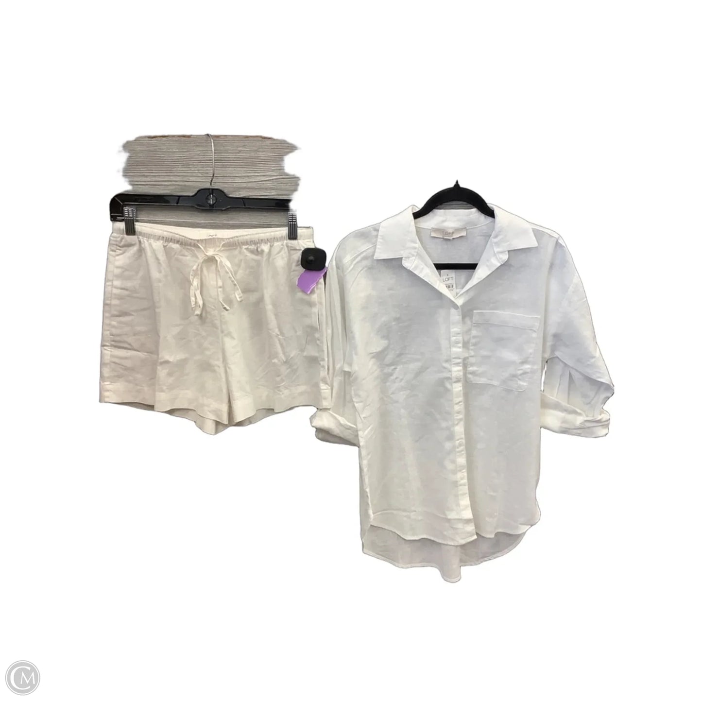 Top 2pc Short Sleeve By Loft In White, Size: Xs