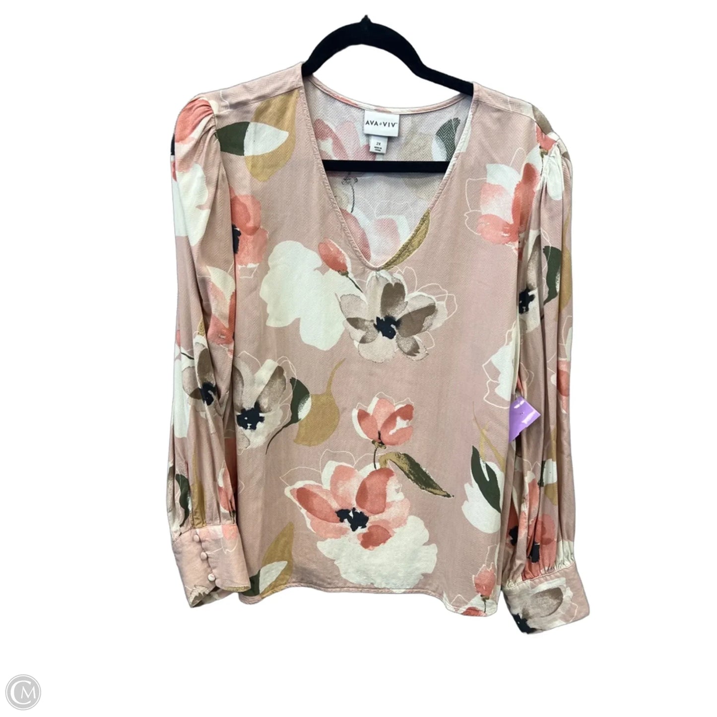 Top Long Sleeve By Ava & Viv In Pink, Size: 2x