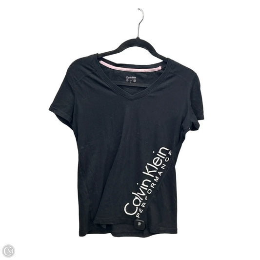 Athletic Top Short Sleeve By Calvin Klein Performance In Black, Size: L