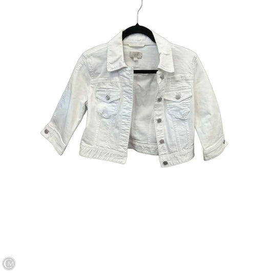 Jacket Denim By Loft In White Denim, Size: Xs