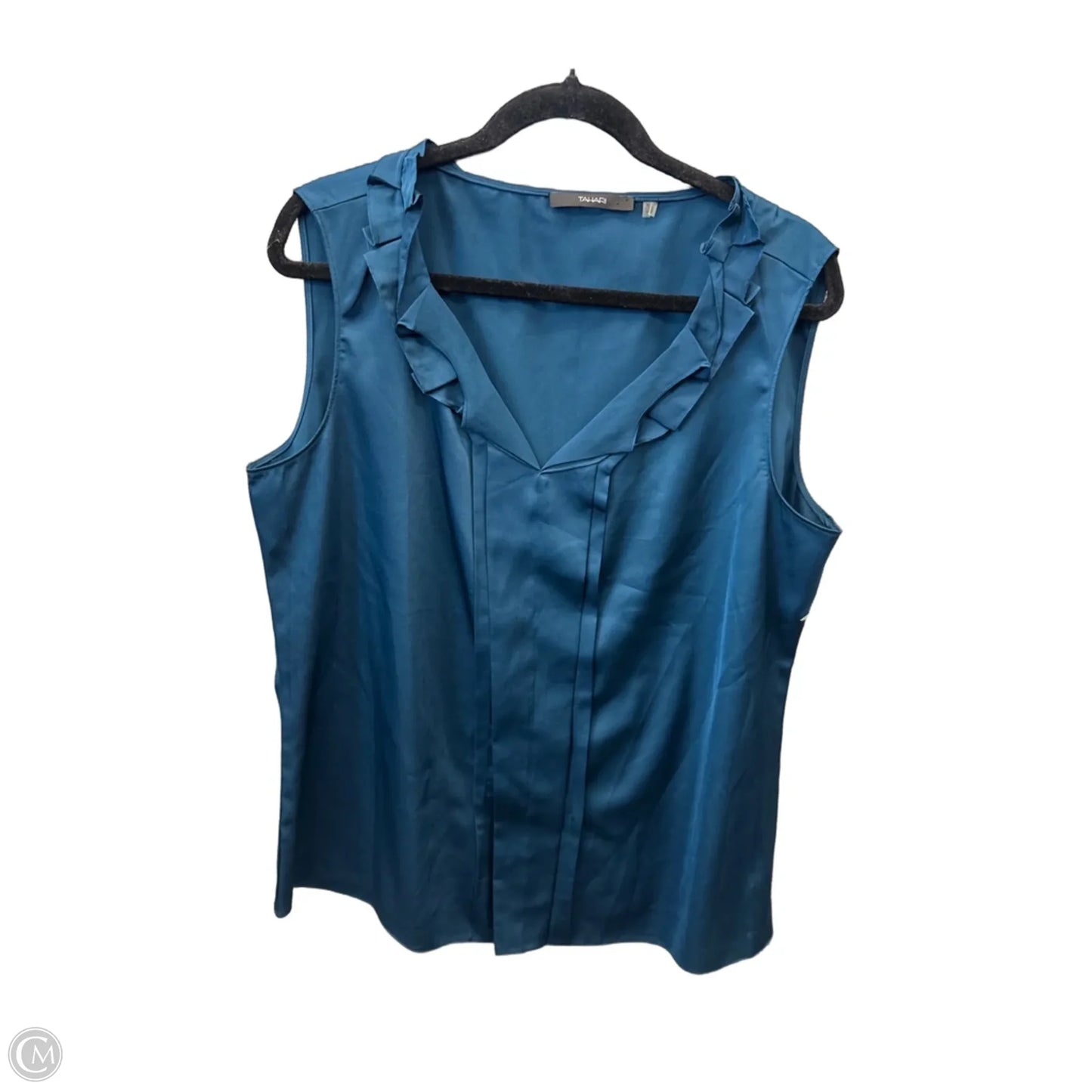 Blouse Sleeveless By Tahari In Blue, Size: Xl