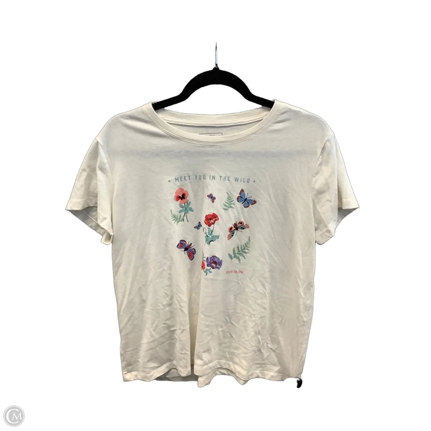 Top Short Sleeve By Eddie Bauer In Cream, Size: L