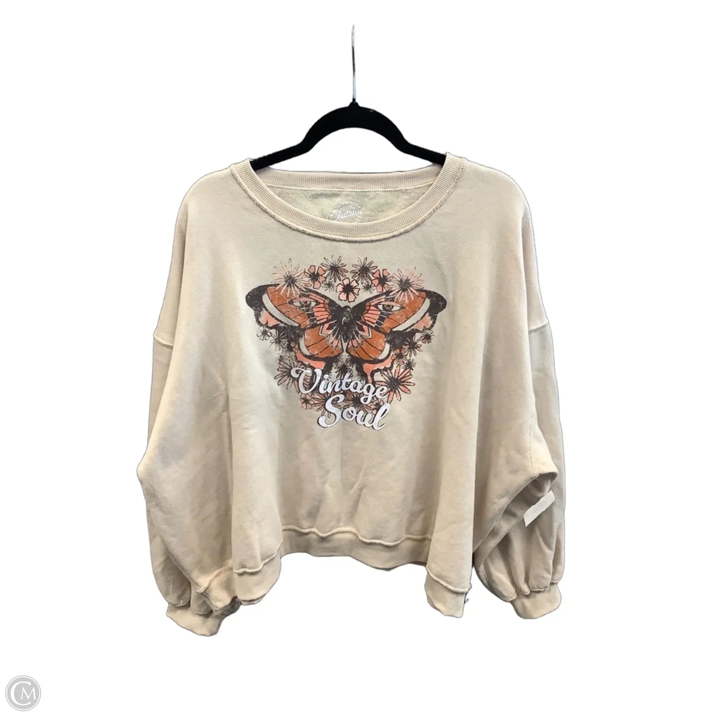 Sweatshirt Crewneck By Clothes Mentor In Cream, Size: Xl