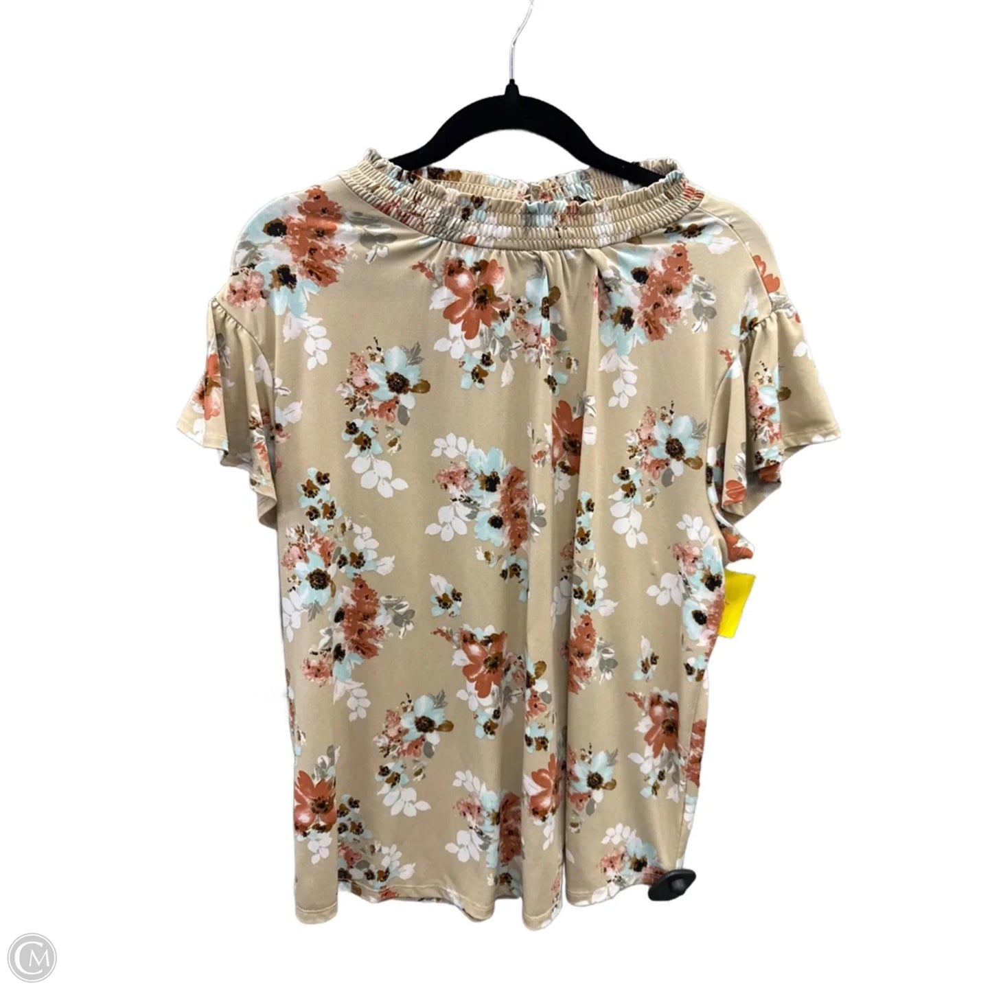 Top Short Sleeve By Ophelia Roe In Tan, Size: L