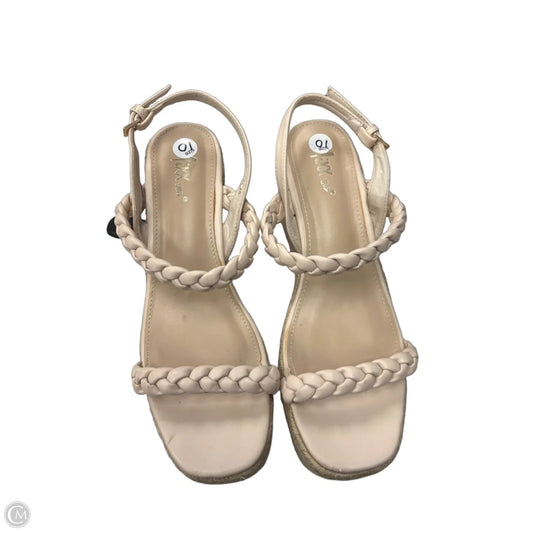 Sandals Heels Wedge By Clothes Mentor In Tan, Size: 10