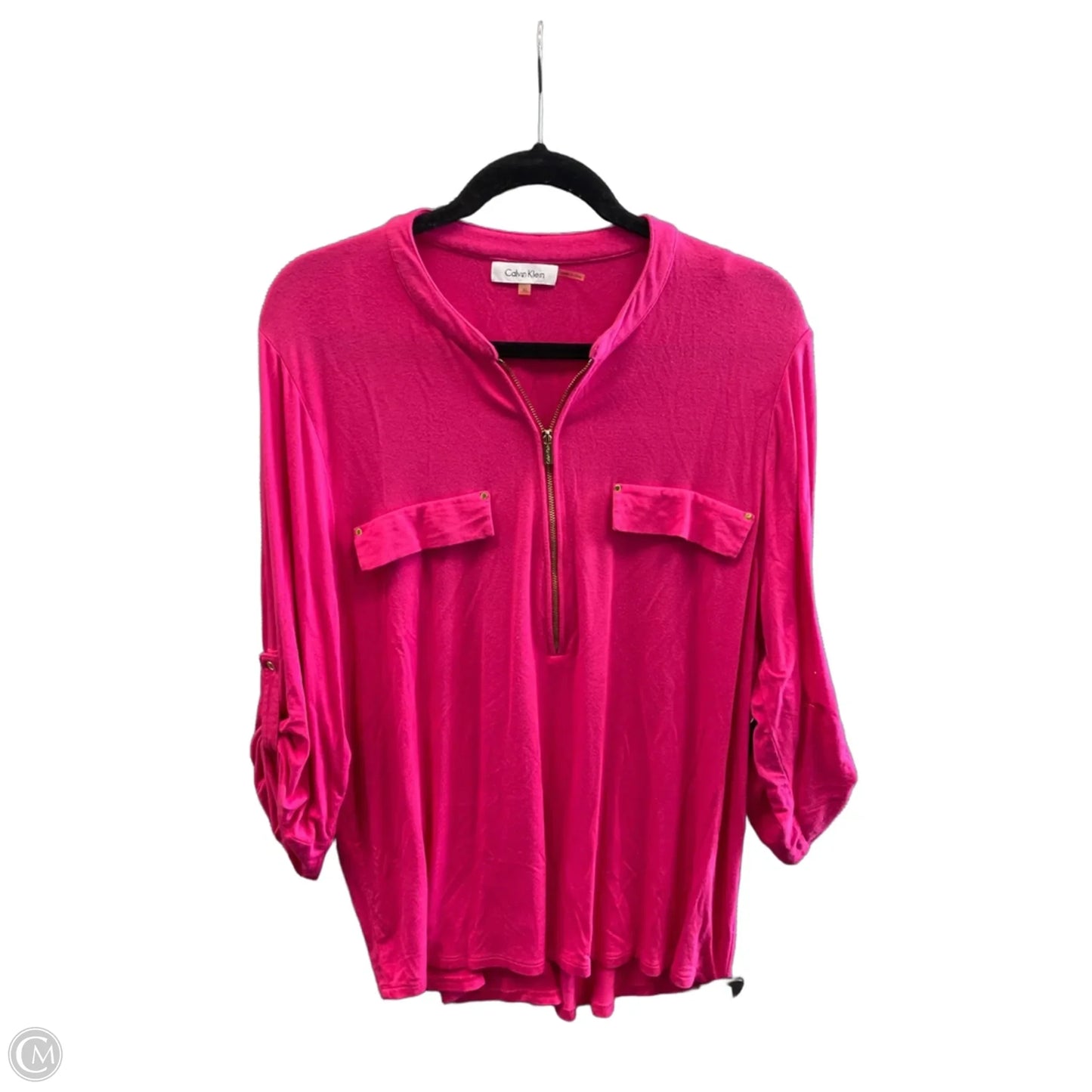 Top 3/4 Sleeve By Calvin Klein In Pink, Size: Xl
