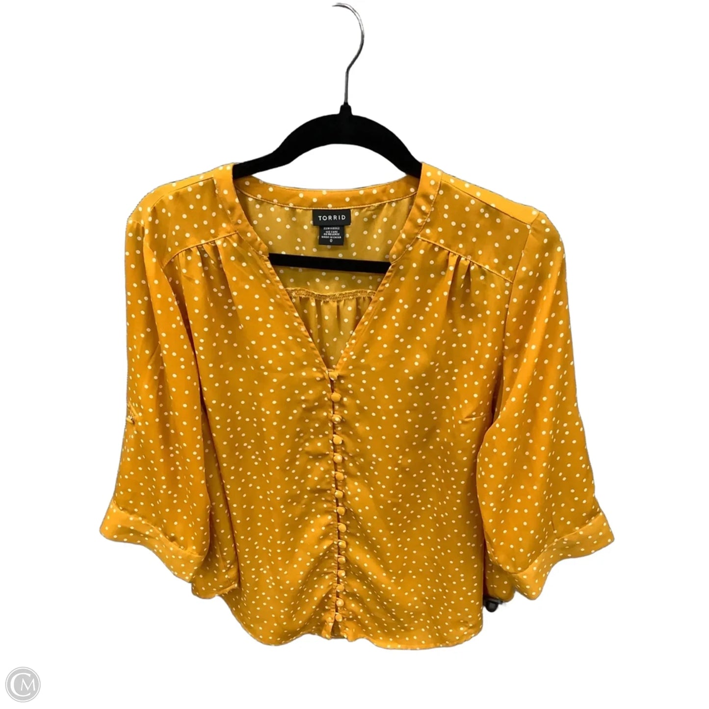 Blouse 3/4 Sleeve By Torrid In Yellow, Size: L