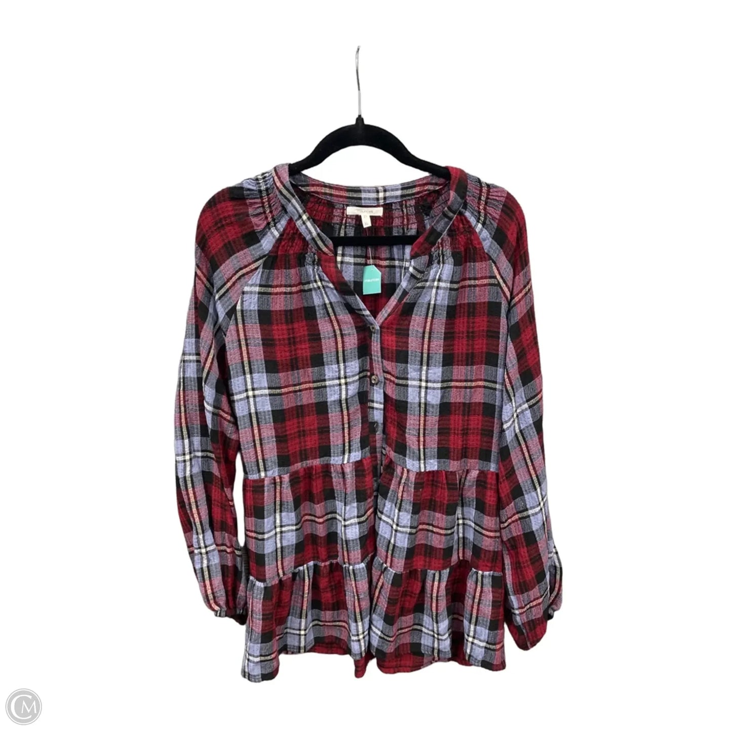 Tunic Long Sleeve By Maurices In Plaid Pattern, Size: Xl