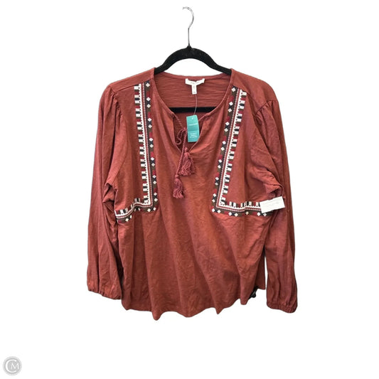 Top Long Sleeve By Maurices In Red, Size: Xxl