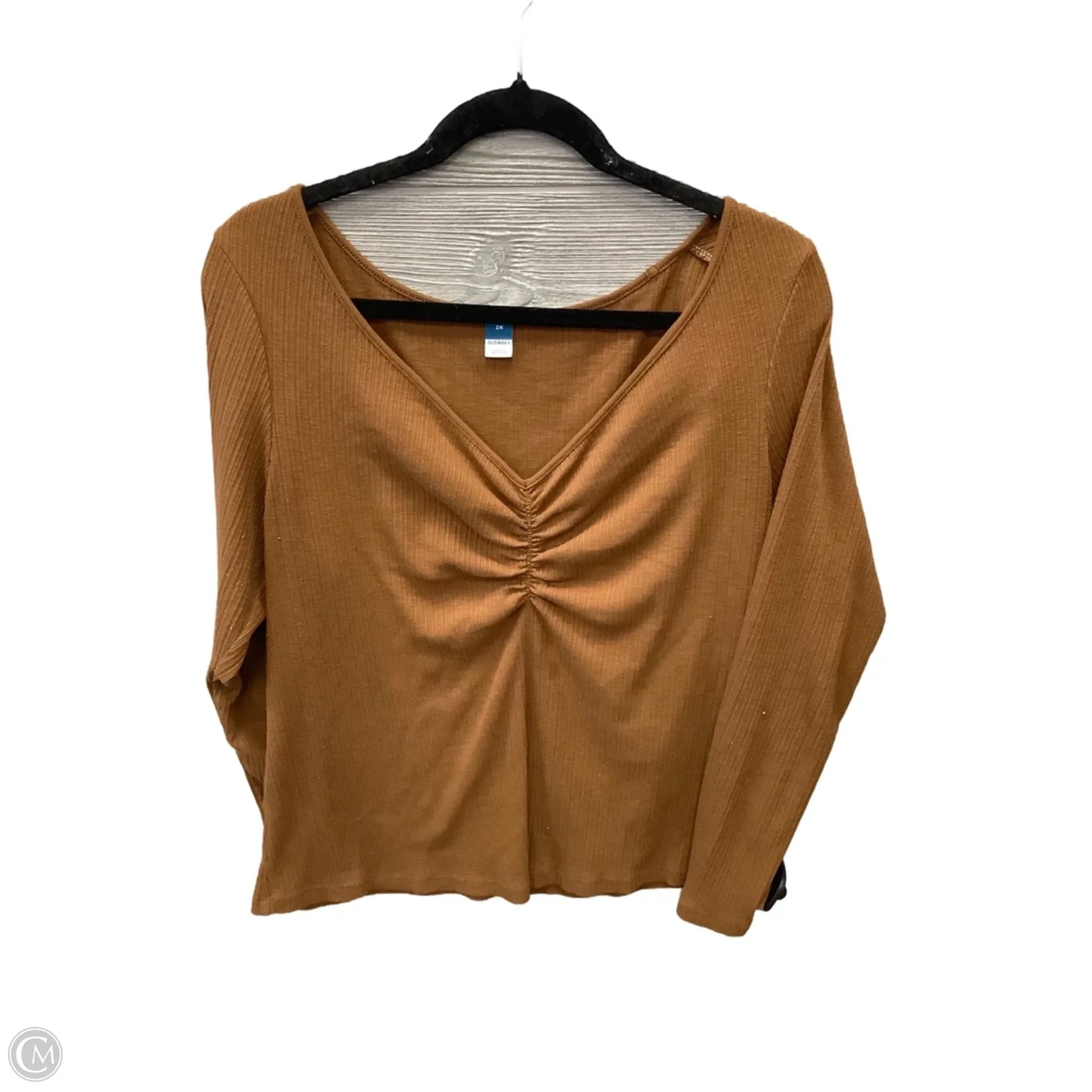 Top Long Sleeve Basic By Old Navy In Brown, Size: 2x