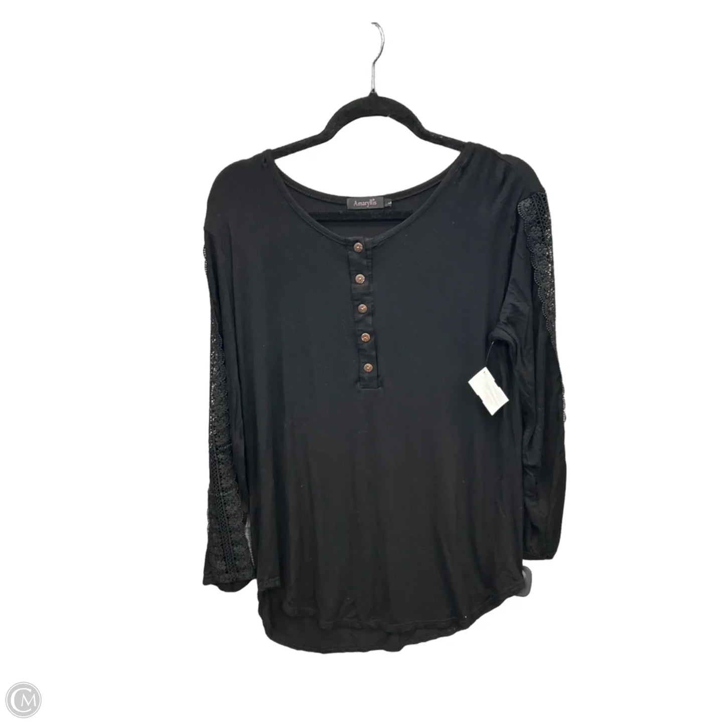 Tunic Long Sleeve By Amaryllis In Black, Size: L