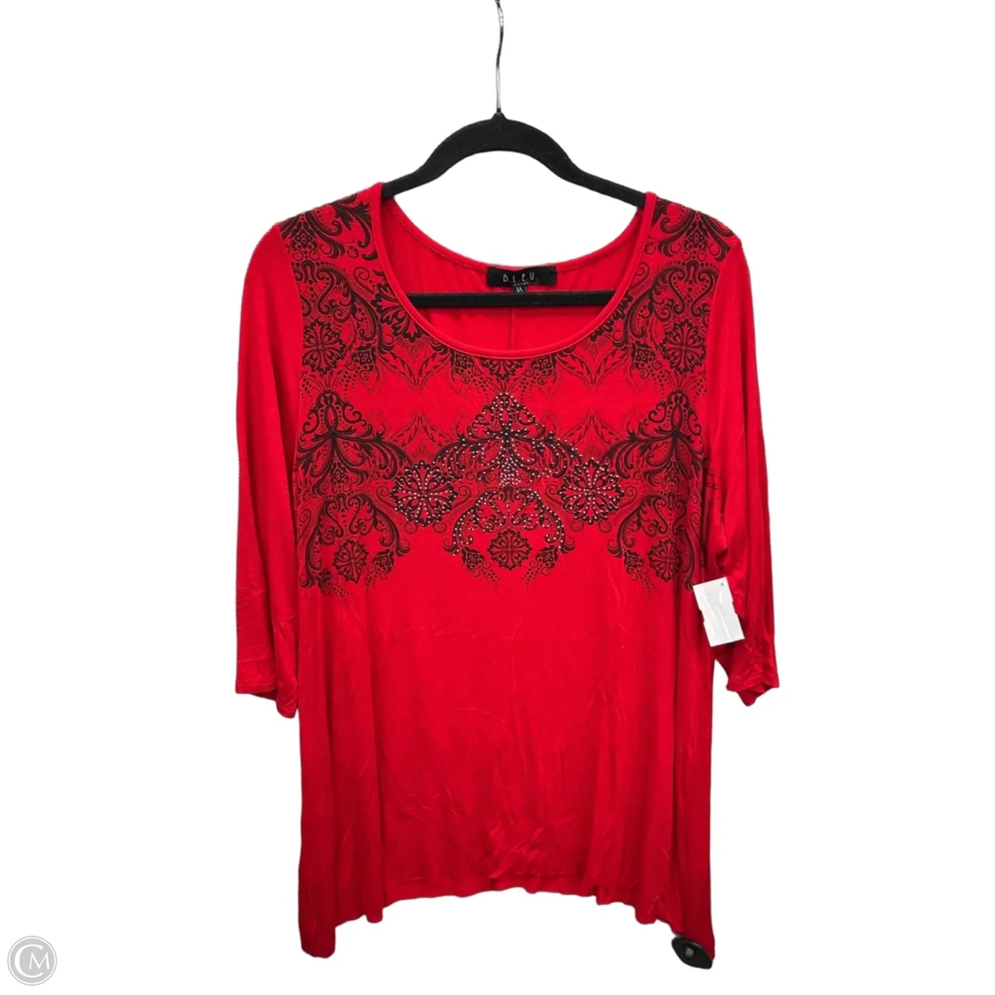 Top 3/4 Sleeve By Bleu In Red, Size: 1x