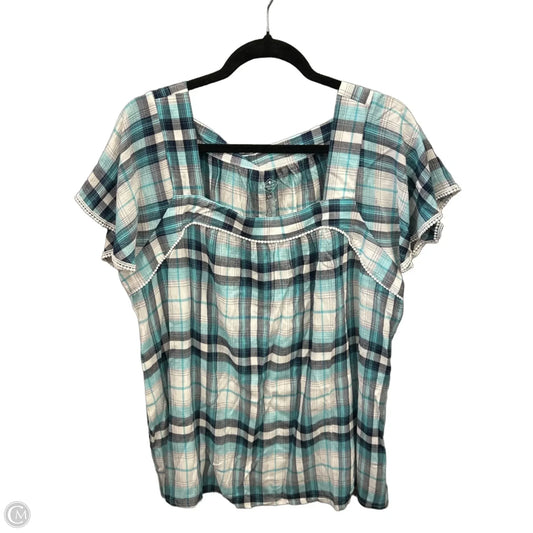 Top Short Sleeve By St Johns Bay In Plaid Pattern, Size: Xxl