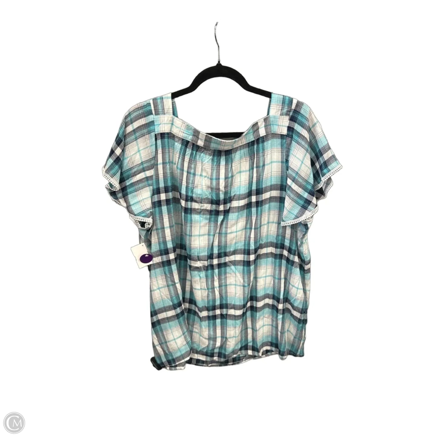 Top Short Sleeve By St Johns Bay In Plaid Pattern, Size: Xxl