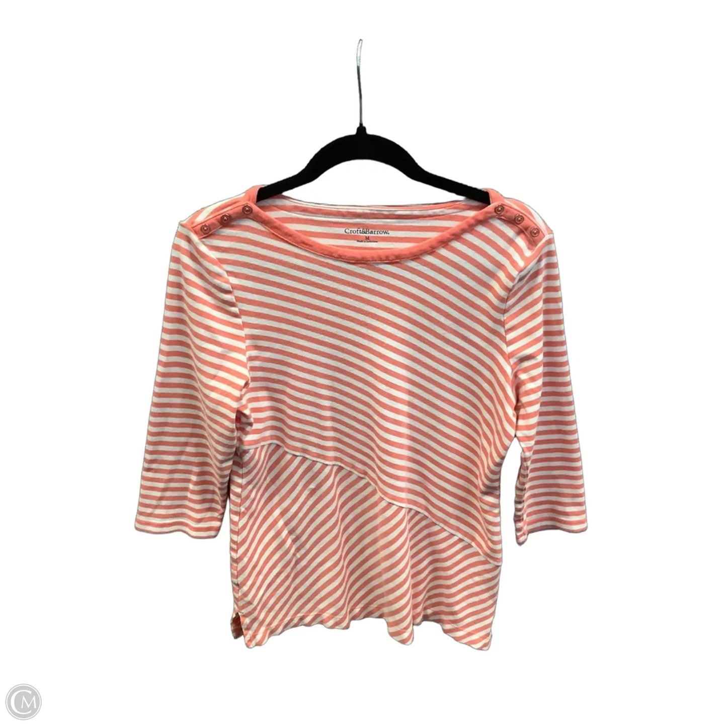 Top 3/4 Sleeve By Croft And Barrow In Striped Pattern, Size: M