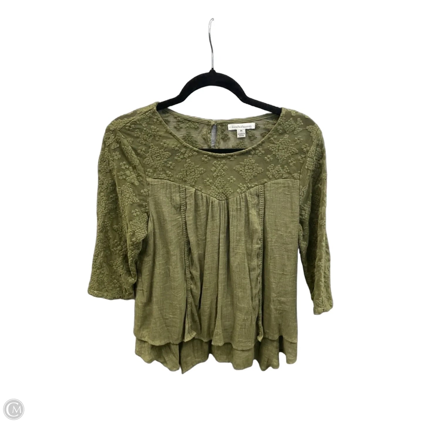 Top 3/4 Sleeve By John Paul Richard In Green, Size: M