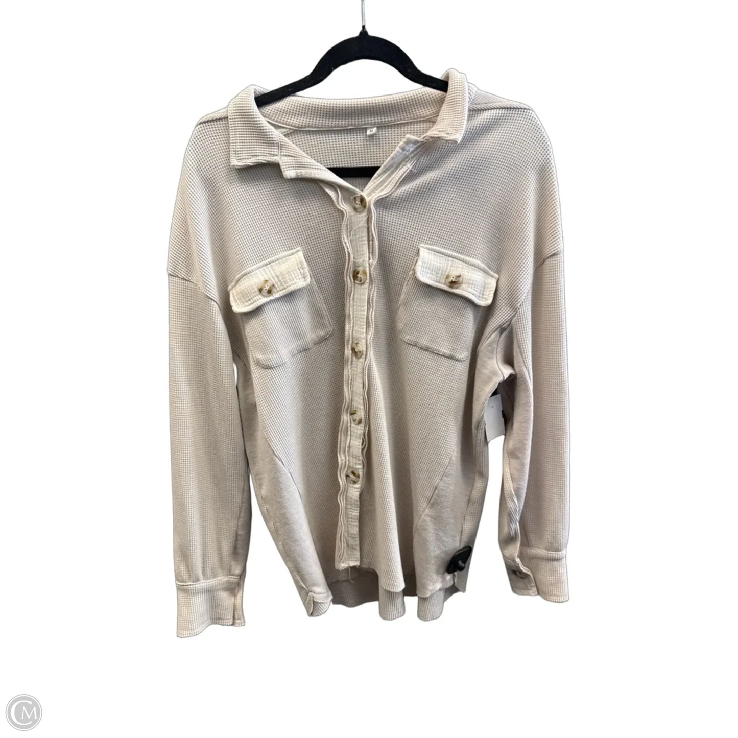 Jacket Shirt By Clothes Mentor In Tan, Size: M